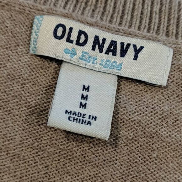 Old navy tan sweater size medium leopard head long sleeve - Picture 6 of 6